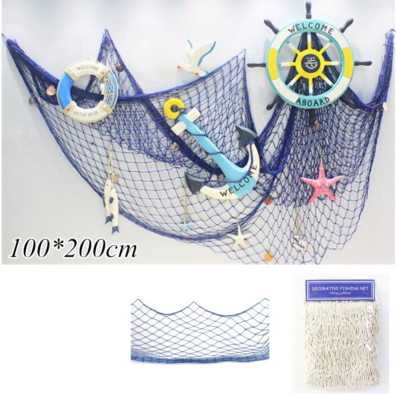 Rede Decorativa De Pesca Náutica Mediterrânica Praia Redes Decorativas Penduradas (DKJQ0803) em Oferta na Shopee