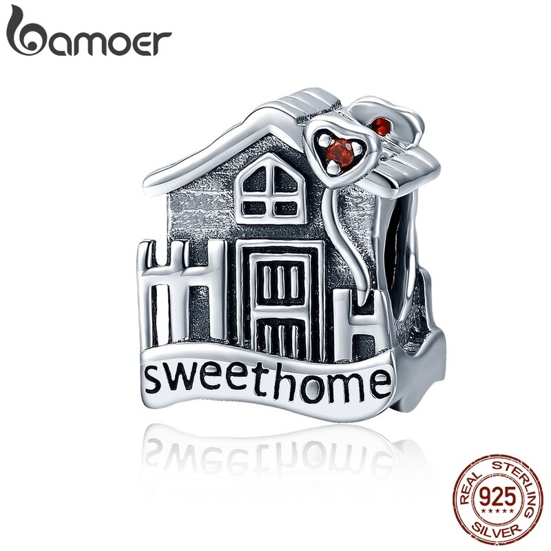 Bamoer Moda New Genuine 100 % 925 Sterling Silver Sweet Home Loft Villa Encantos fit Pulseiras DIY Jóias Finas SCC416 em Oferta na Shopee