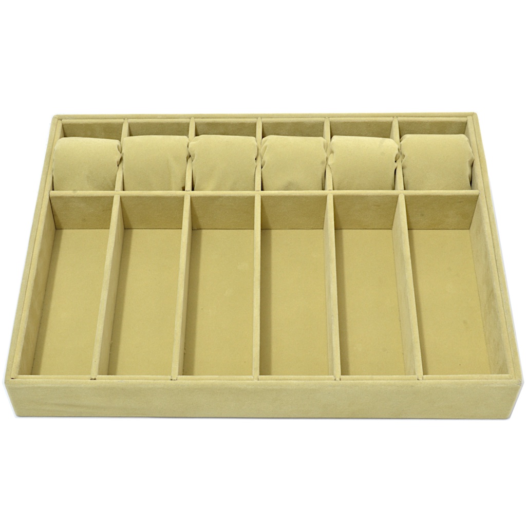 Bandeja organizadora Para 6 Relógios E 6 Óculos Acompanha 06 Almofadas em veludo na cor Bege em Oferta na Shopee