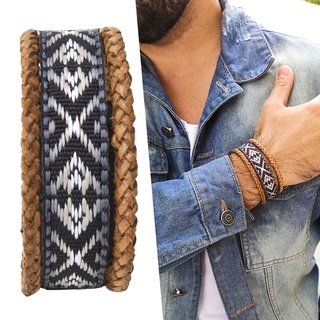 Pulseira De Couro Marrom Bracelete Indígena Tribal Nativo