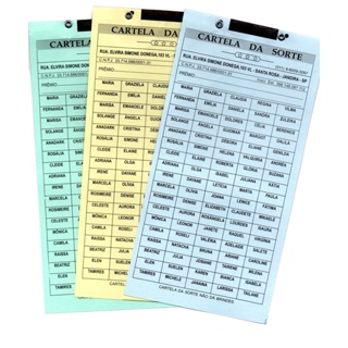 Cartela de RIFA com 200 Nomes Cartela da Sorte em Oferta na Shopee