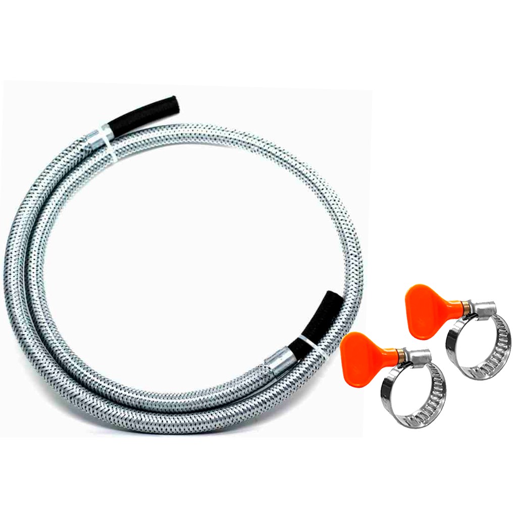 Mangueira Flexível Botijão De Gás Glp Emborrachado Com Aço + Abraçadeiras Borboletas em Oferta na Shopee