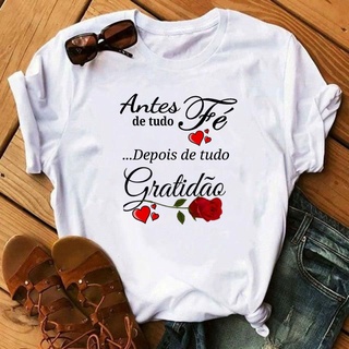 Camiseta estampas femininas frases gratidão modelo evangélico gospel