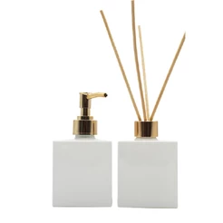 Kit Frascos de Vidro Para Lavabo Banheiro Decoração Super Luxo Branco 250ml + Varetas