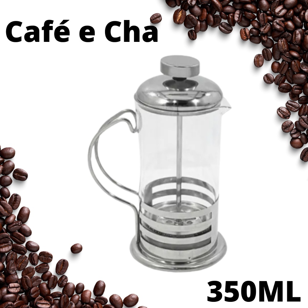 Cafeteira Francesa Prensa Cremeira Vidro Inox 350ml