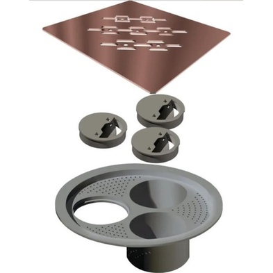 Ralo Grelha 15cm Quadrado Cobre Rose -novii Ralo Linear