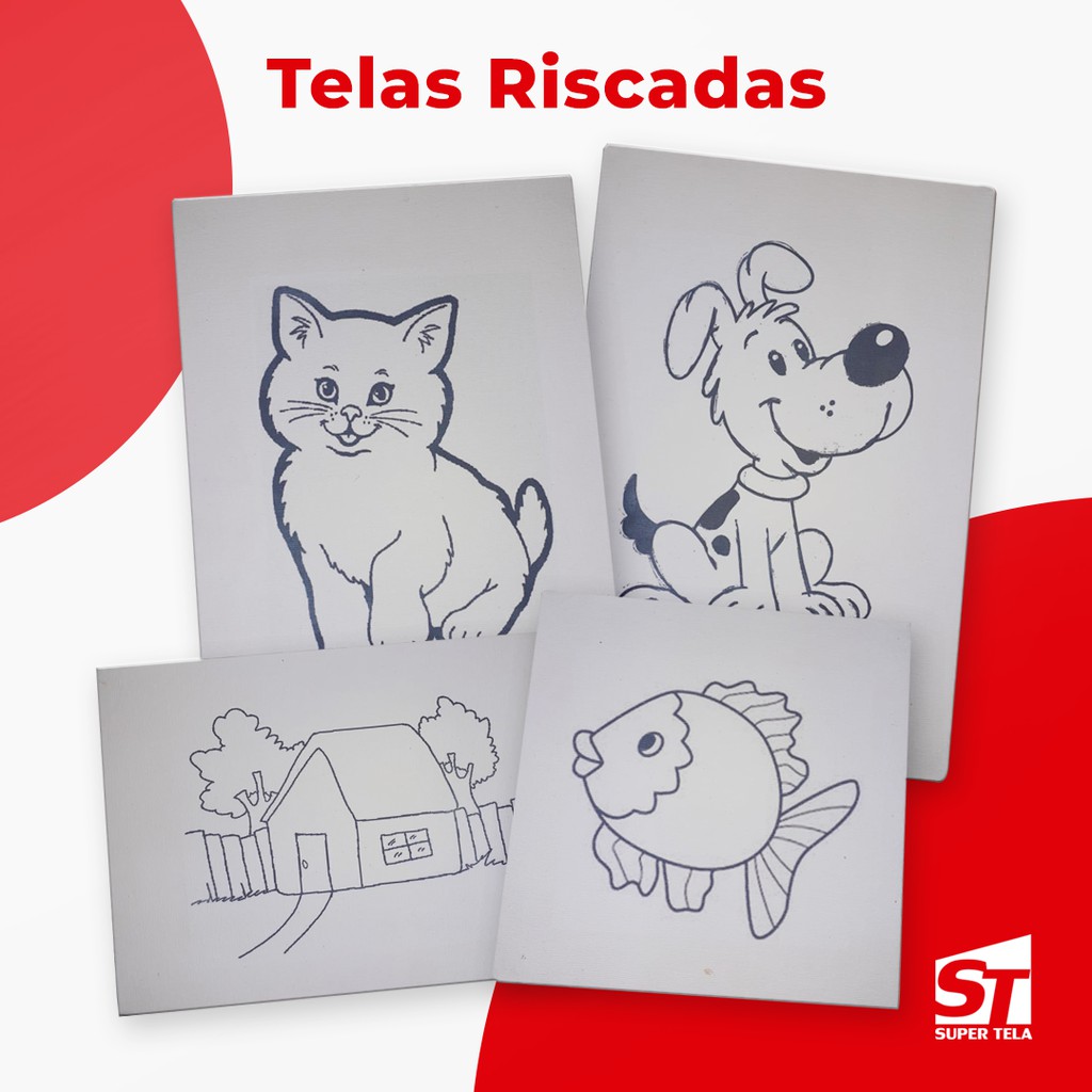 Tela Riscada Personalizada para Pintura 20x30 - Pacote com 4 unidades em Oferta na Shopee