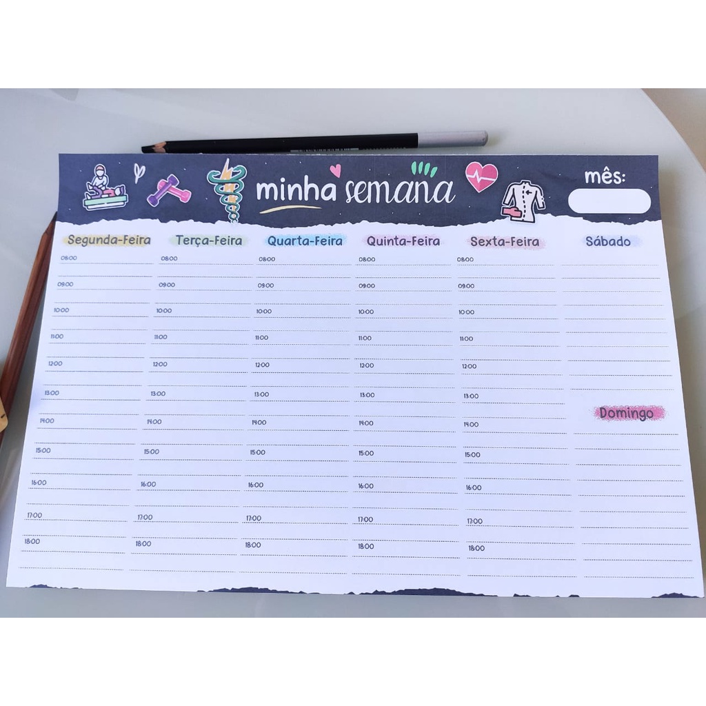 Planner De Mesa Semanal Fisioterapeuta A4 52fls grossas