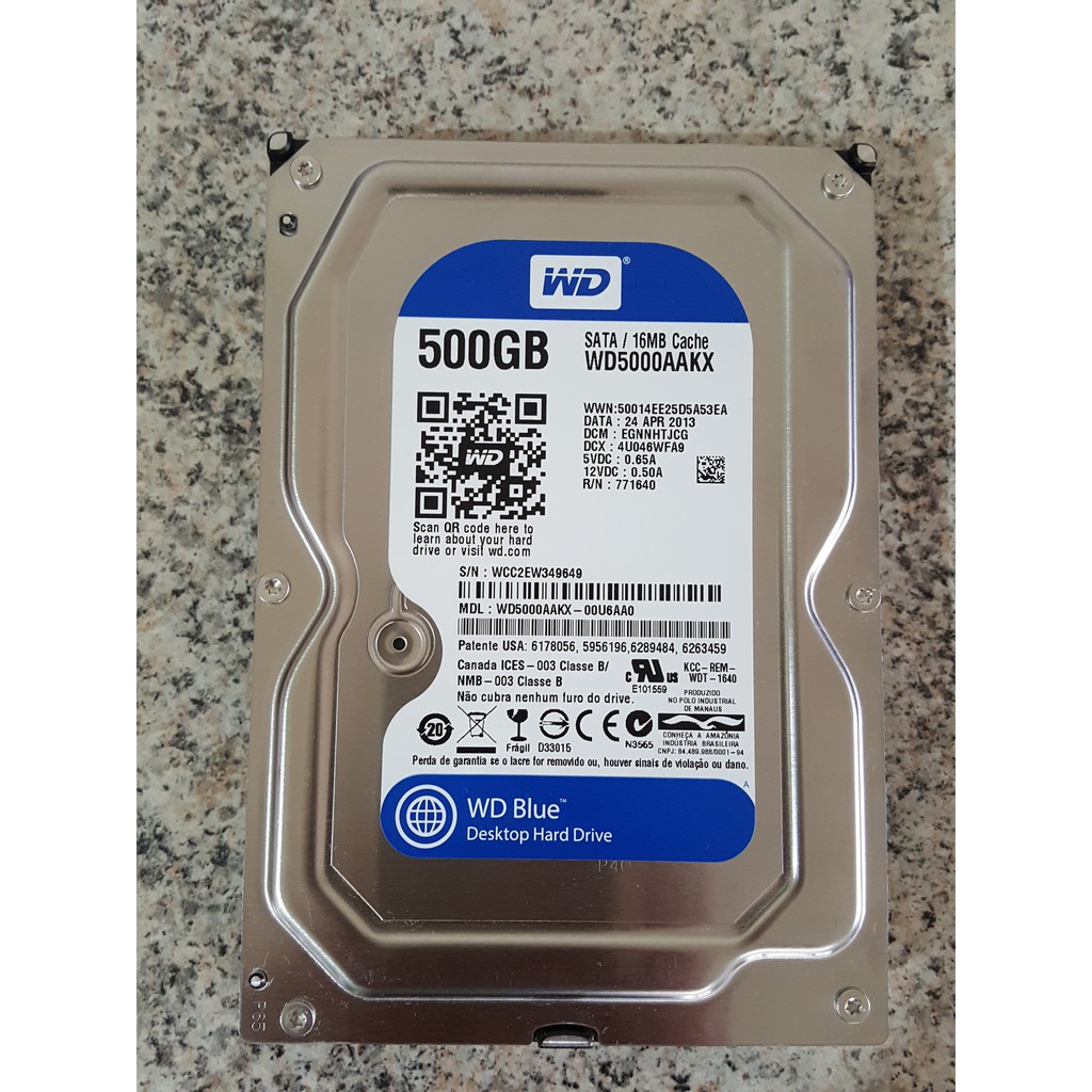 Hd 500gb Sata 6gb/s 16 Mb 7200Rpm Caviar Blue Wd5000aakx Western Digital |  Shopee Brasil