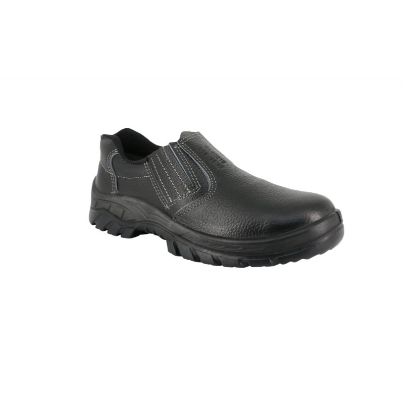 Bota Botina de Segurança Bico PVC em Couro Raspa Preto Relax Solado Injetado bidensidade PU -Ecosafety C.a.