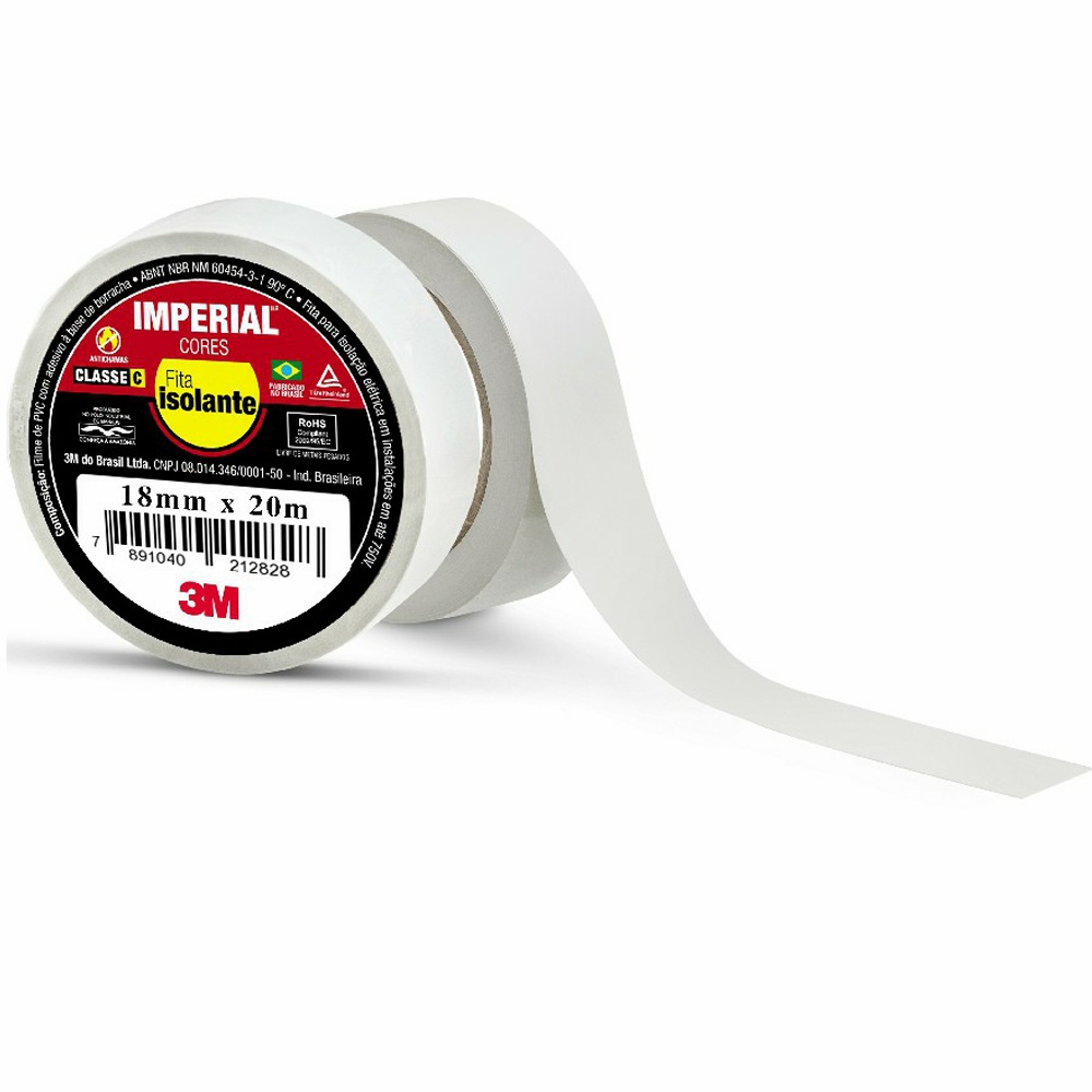 Fita Isolante Imperial Branca 18mmx20m 750v 3M em Oferta na Shopee