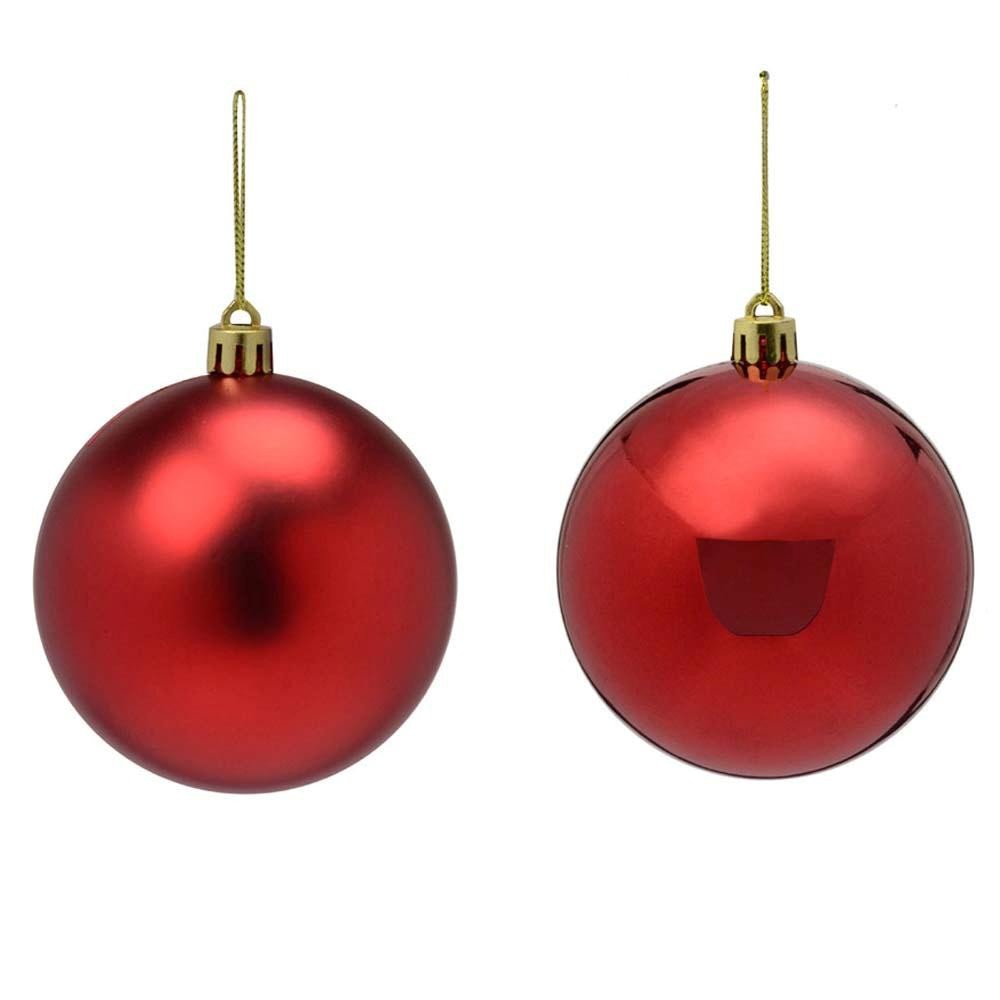 Bola De Natal G Vermelha Com Brilho, Fosca E Com Purpurina Caixa Com 08 |  
