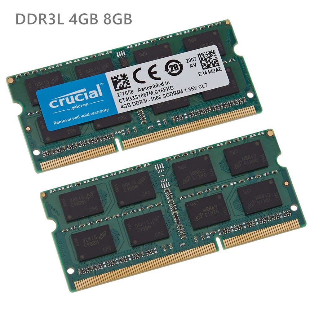 RAM Crucial DDR3L Laptop 4GB 8GB 1066 1333 1600MHz SODIMM 8GB 12800S 1.35V Para Memória De Notebook