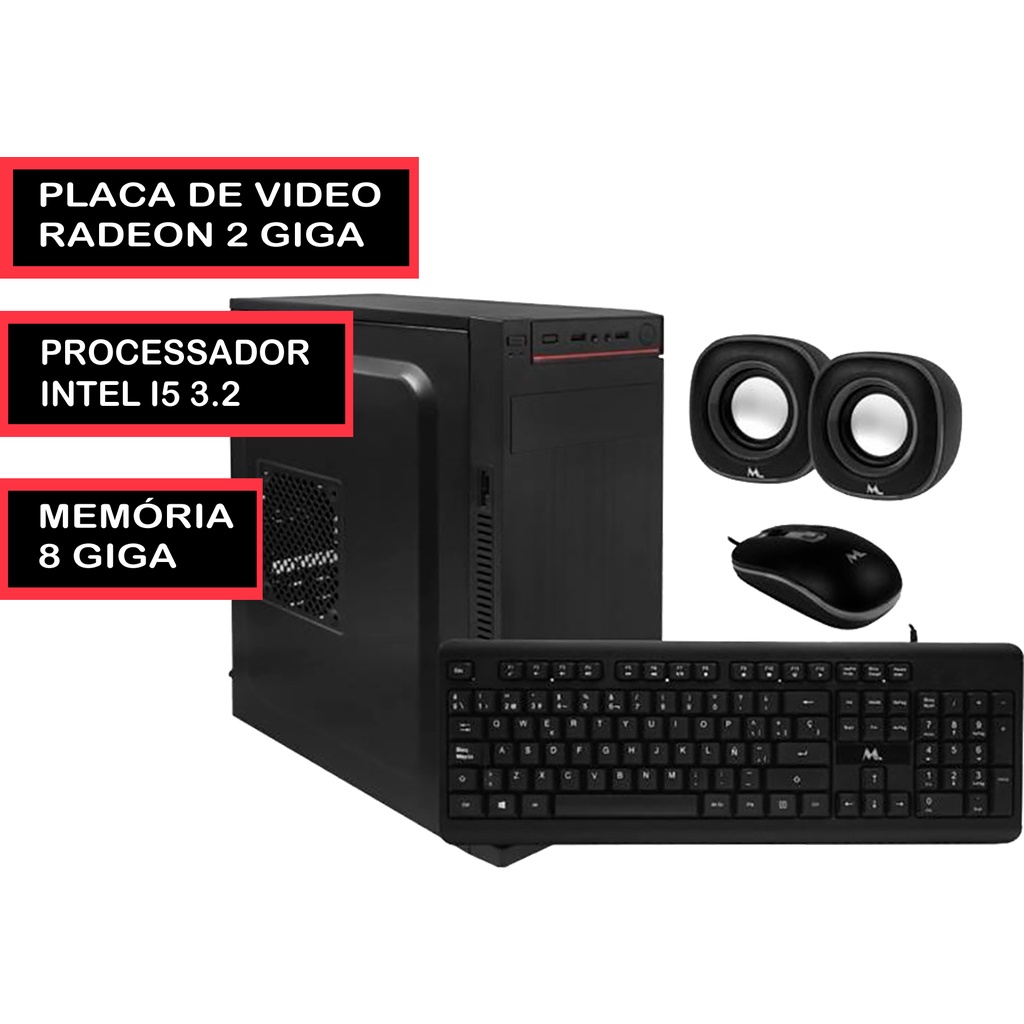 Cpu Computador PC Gamer Barato Completo Placa de Video 2GB / 8GB de RAM