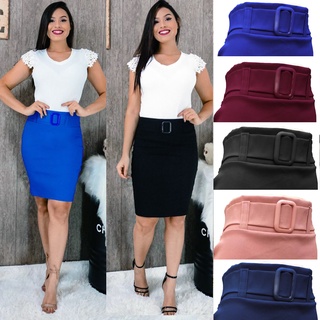Saia Social Evangélica com Fivela Moda Secretária Feminina P M G GG EXG