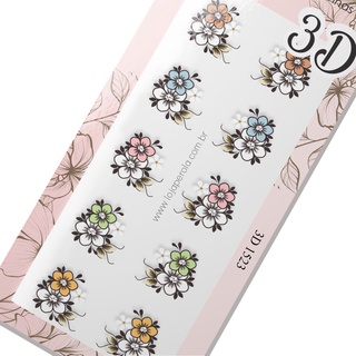 Adesivo de Unha 3D-FloresMistas Delicadas-3D 1523