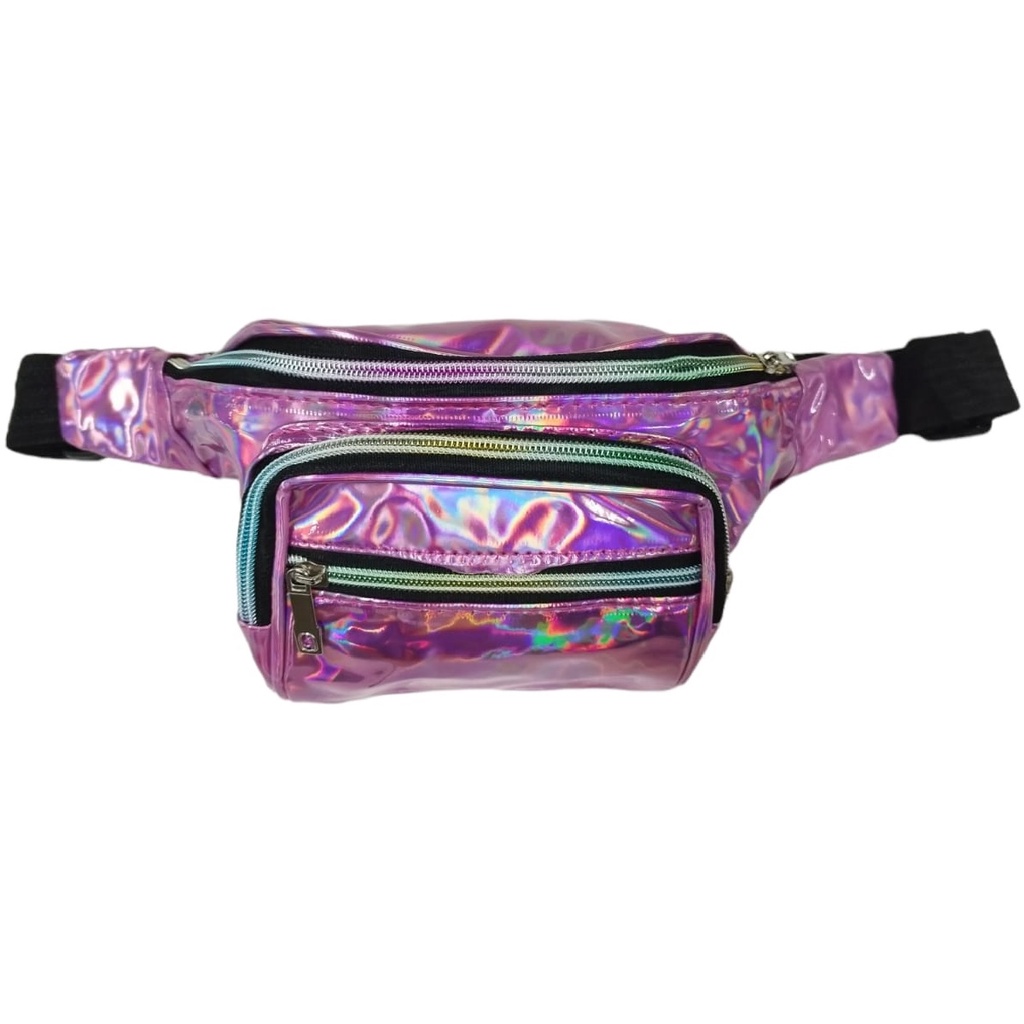 Pochete Feminina Metalizada Holográfica Quadrada Ajustavel Colorida A223