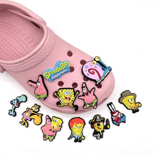 Crocs Jibbitz Charme Desenho Animado Bob Esponja Calça Quadrada Diy Decoração De Sapatos Faça Você Mesmo Acessórios Fivela Chinelos