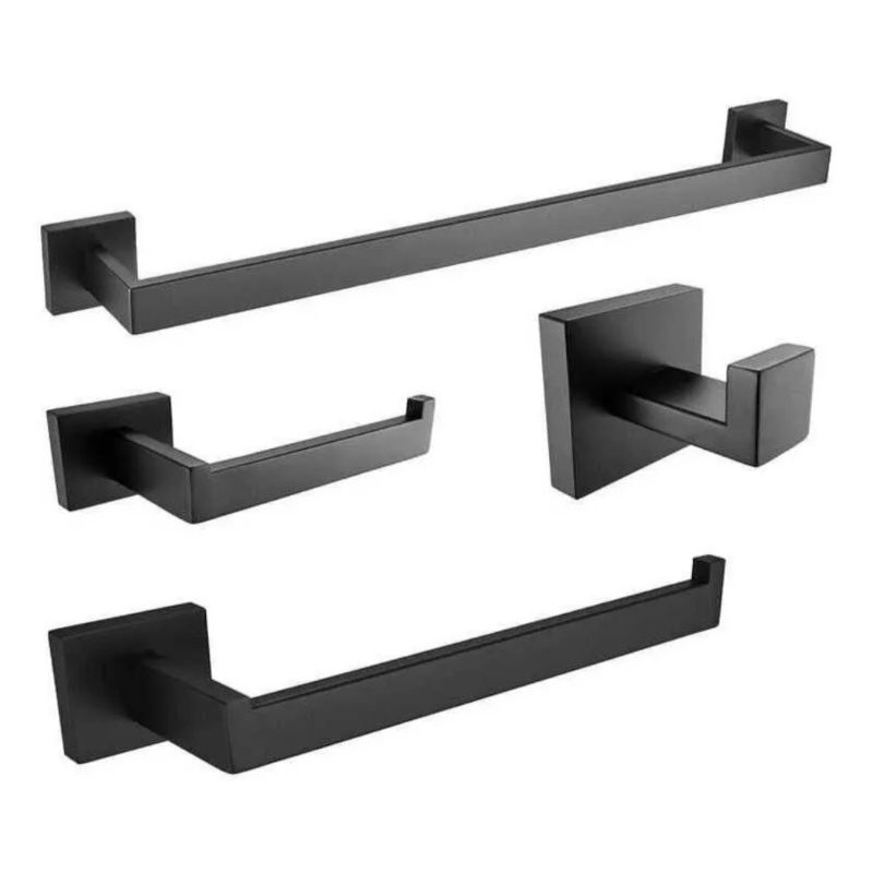 kit banheiro 4 peças acessórios para banheiro preto fosco