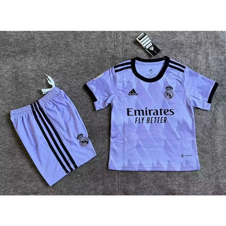 Conjunto Infantil Camisa Real Madrid 2022-23 Camiseta De Futebol 16-28 Tamanho