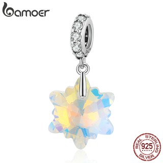 Bamoer Encantos 925 Forma De Floco De Neve De Prata 4.5 Milímetros Abertura Pingente Acessórios De Moda Adequado Para Diy Pulseira E Colar Scc1979