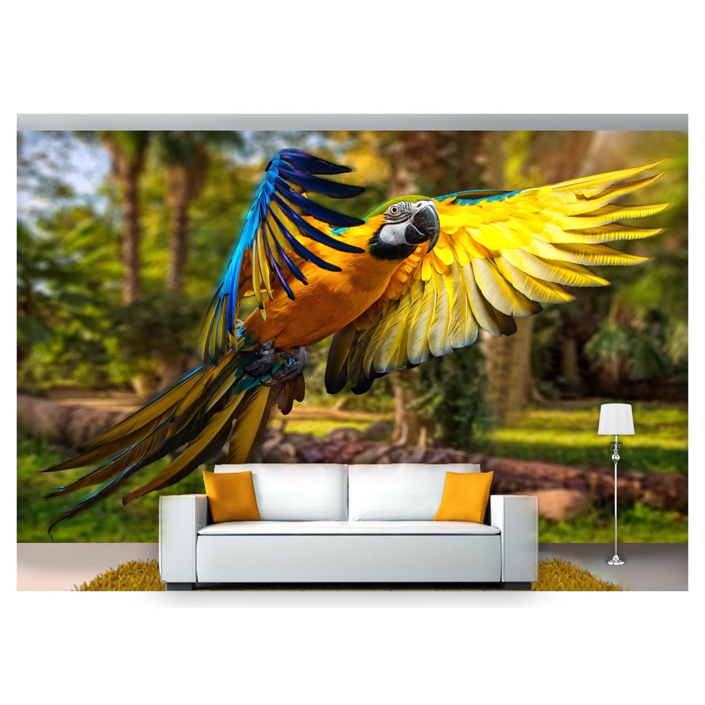 papel de parede Animais Arara paisagem 3D 7,5m² ANM125