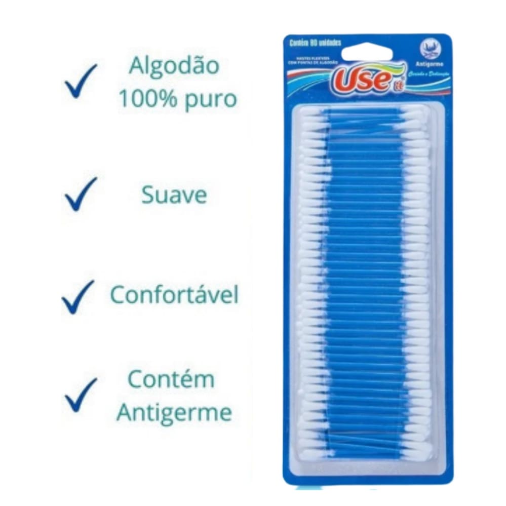 hastes flexiveis cotonetes-use it blister 100 unidades | Shopee Brasil