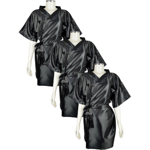 Roupão Robe De Cetim Salão Noiva Cabeleireiro - Kit C/ 3 em Oferta na Shopee