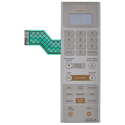 MEMBRANA TECLADO PARA MICROONDAS BRASTEMP BMY 25 SINGLE INOX 27X9 CM
