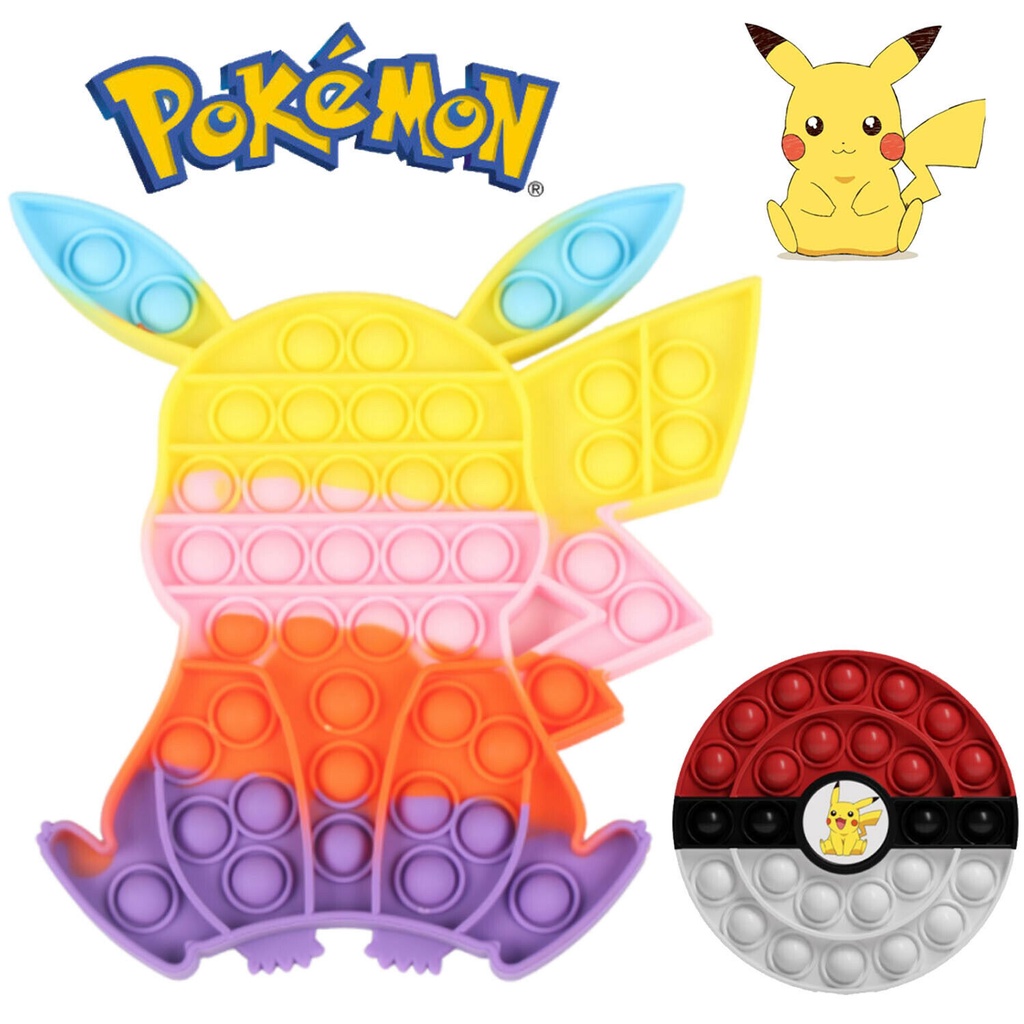 Big Size Pops It Fidget Toys Push Bubble Pokemon Pikachu Stress Relief Toy Pop It Kids Anti Stress Shopee Brasil