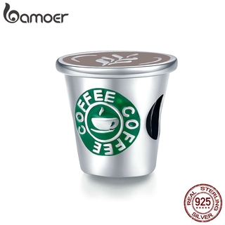 Bamoer 925 Sterling Silver I Love Cafe Time Coffee Cup Charm for Original Silver Bracelet & Bangle DIY Jewelry SCC1545
