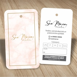 1000 Tags Personalizadas - cantos arredondados - Para Roupas e Brindes em Oferta na Shopee