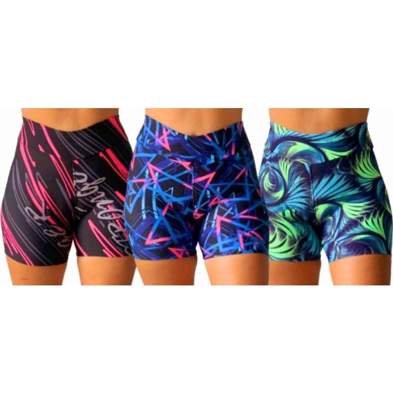 kit 3 Shorts Legging Suplex - Esporte, Fitness, Casual, Lindo - Estampado - Liso em Oferta na Shopee