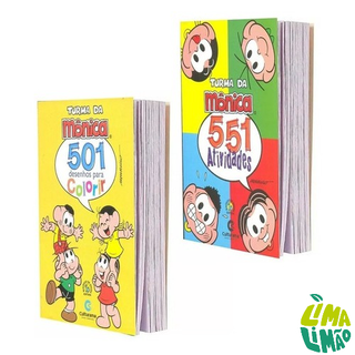 Kit 2 Livros Turma Da Mônica 501 Colorir E 551 Atividades Infantil