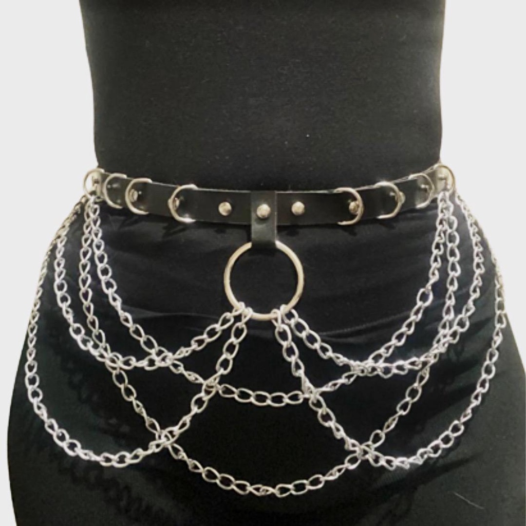 Cinto Dalilah Gótico c/ Correntes Trançado em Oferta na Shopee