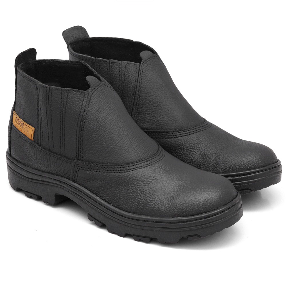 Bota Botina de Proteção em Couro Genuíno com Certificado de Aprovação para Trabalho