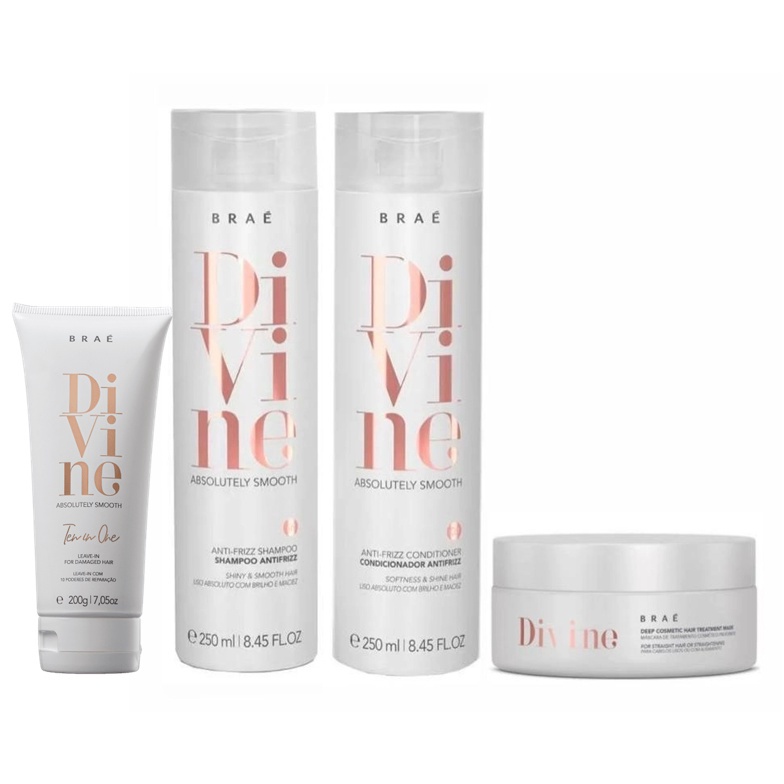 BRAÉ Divine Shampoo e Cond 250ml + Mascara 200ml e Leave-in