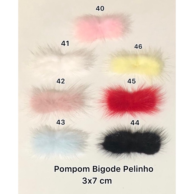 Pompom Bigode UNIDADE 3x7cm (Escolha a partir de 2 Unidades) para Laços e Tiaras