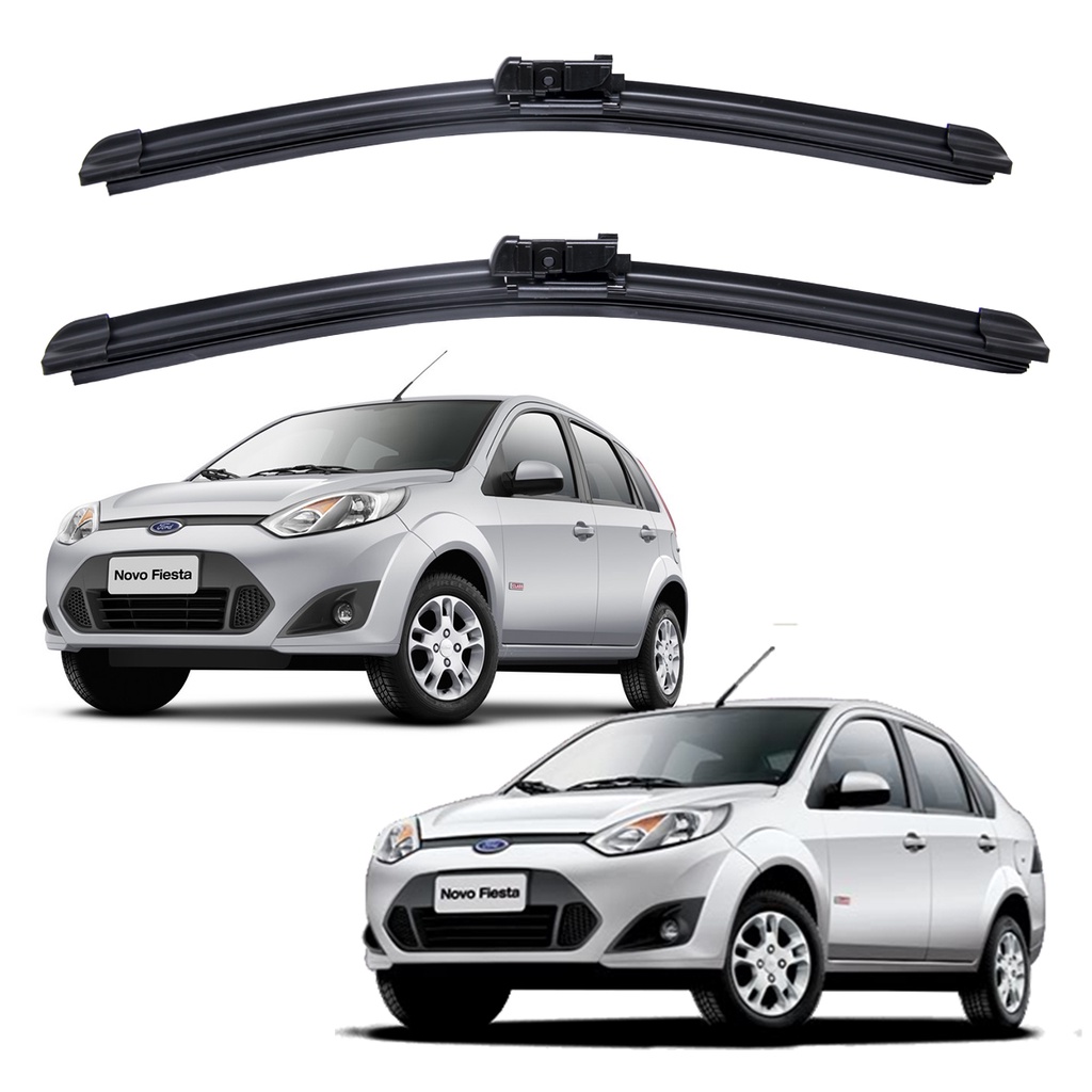 Par Palheta Limpador Para-brisa de Gancho p/ Ford Fiesta Rocam Sedan 2002 A 2013 Kit - Spare Parts and Accessories for Vehicles