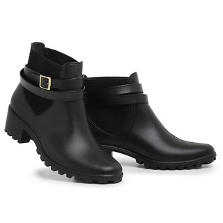 Bota Coturno Feminino Galocha B752 Preto Jardim Faxina Cano Baixo Impermeável Motociclista Em Plástico Injetado Com Elástico Resistente A Chuva