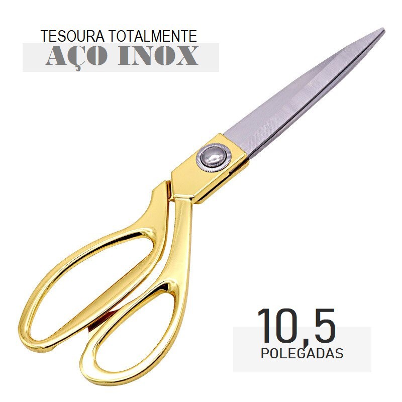 Tesoura de Costura Grande Cabo em Metal Anodizado Lâminas em Aço Temperado Produto Inoxidável