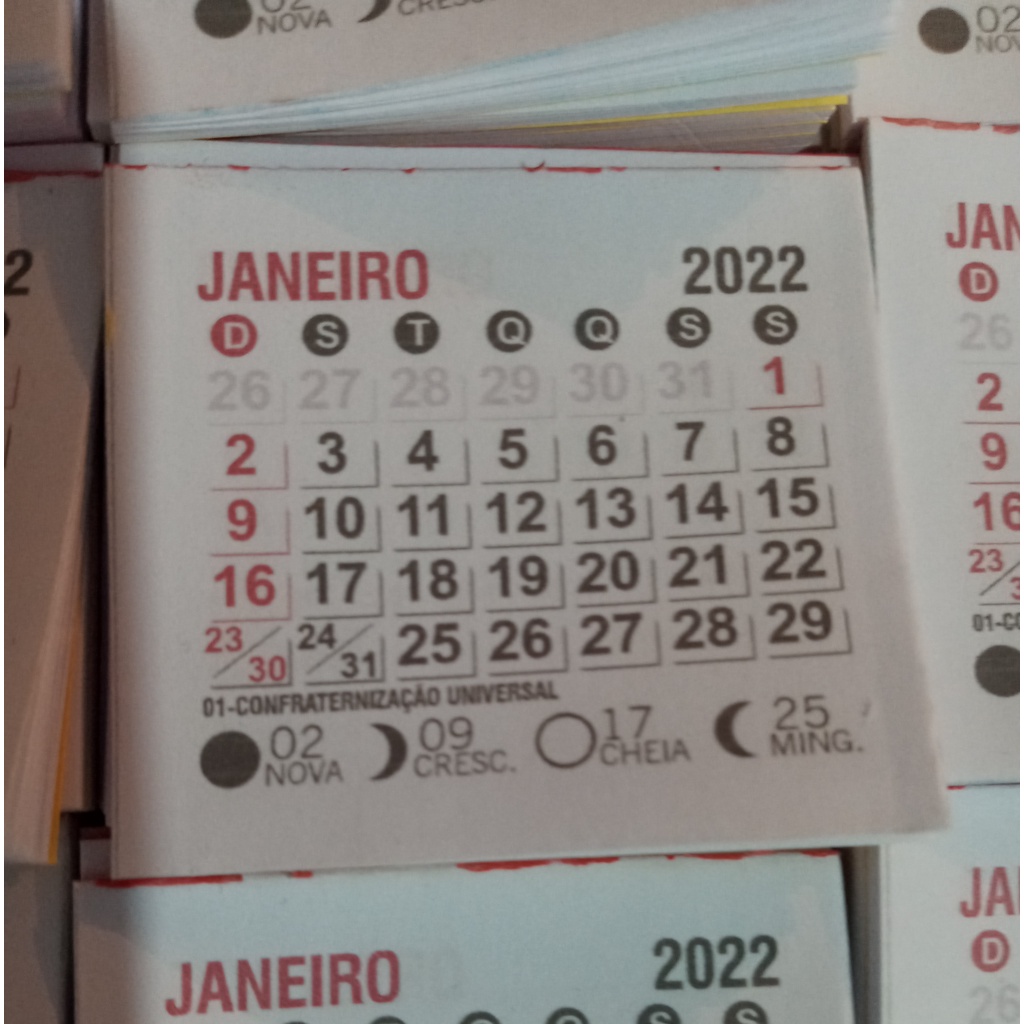 5000 Bloco de Calendários 2022 4,5x5cm  - 5000 unidades