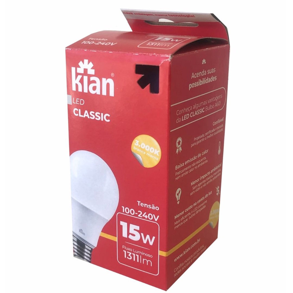 Kit 10 Lampada LED Economica 15w Luz Amarela Quente 3000k Iluminação Residencial — imagem 2 de 2