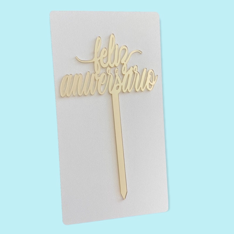 Topper Feliz Aniversário Ref:209,topo para bolo em Oferta na Shopee