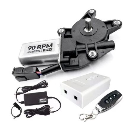 Motor Motoredutor 12v Dc Redução 90 Rpm + Controle Remoto