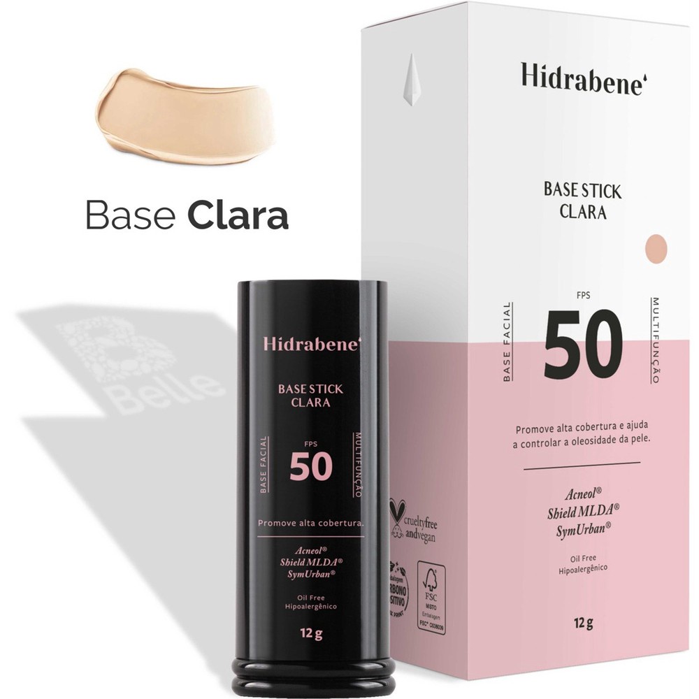 Hidrabene Base Stick Cor Clara com Proteção Solar fps 50 - 12g
