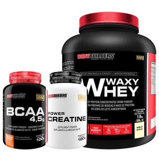 Kit Whey Protein Waxy Whey Pote 2kg + BCAA 4.5 100g + Power Creatina 100g – Kit Para Aumento de Força Muscular e Desempenho Físico - Bodybuilders