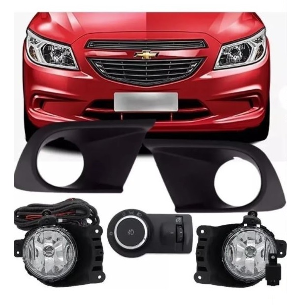 Kit Farol Milha Onix Ls Joy 2012 2015 2016 2018 Com Moldura