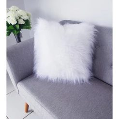 Almofada Cheia Decorativa Para Sofá e poltrona Pelo Alto Branca
