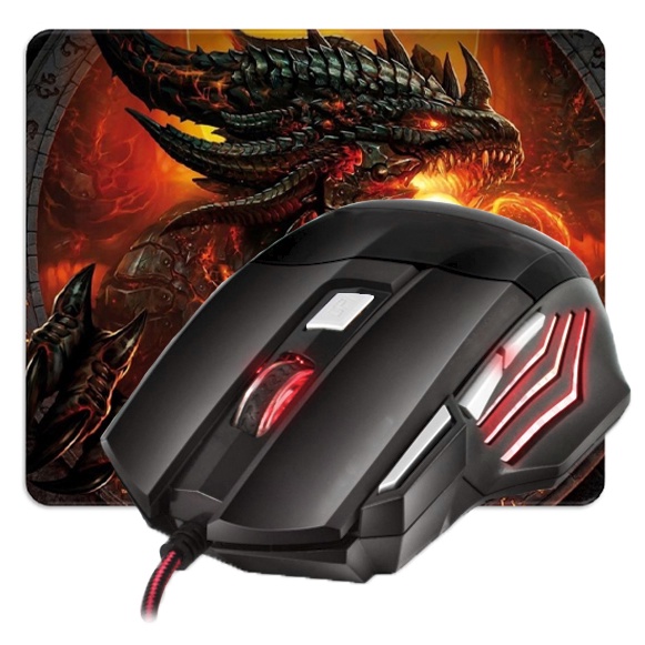 Kit Mouse Gamer Para Jogo 3.200 DPI Óptico com LED RGB USB + Mousepad